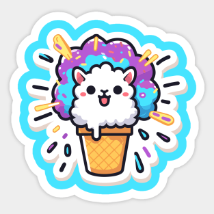 Llama in a cone Sticker